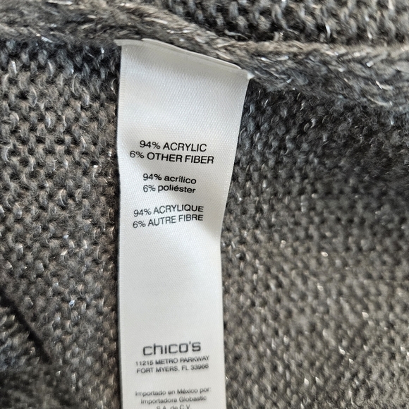 Chico's Gray Grey Paillette Sequin Sweater - Picture 8 of 10